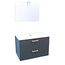 Meuble Salle de Bain Smart Suspendu 80cm 2 Tiroirs Finition Gris