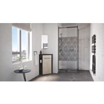 Meuble à Poser Nova Version Angle Noir Mélaminé Livré en Kit + Miroir