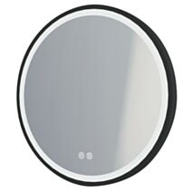 Miroir salle de bain éclairant Alexine Ø80cm contour aluminium noir - ONDEE