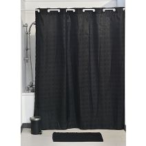 Rideau de douche polyester avec oeillets inclus 180 x 200 cm - noir