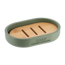 Porte-savon polyrésine bambou/kaki - TENDANCE