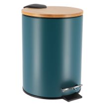 Poubelle métal frein de chute bambou/vert 2,5 L - TENDANCE