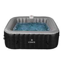 Spa 6 places Fidji + bloc extér. 1,85x1,85x0,66m Gris/Noir - X-LUMIX