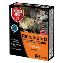 Appât Rats/Mulots/Campagnols céréales 6x25gr - PROTECT EXPERT 