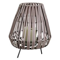 Lampe de table solaire effet rotin led blanc