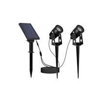 Double spots solaires LED Roundy 2 en 1 à piquer ou à fixer blanc froid 27cm