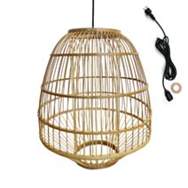 Suspension extérieure rotin naturel Mykonos Ø31x37cm - LUMISKY