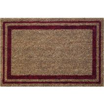 Tapis grattant coco naturel bordure rouge 40x60cm
