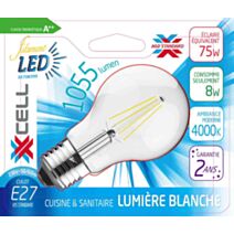 Ampoule LED  Filament Standard Claire A60 E27 8W 1065Lm 4000K Blister1 XXCELL