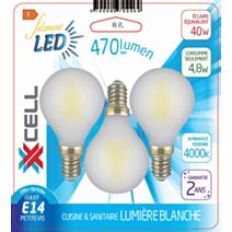 Ampoule LED  Filament Sphere Depolie G45 E14 4W 470Lm 4500K Blister3 XXCELL