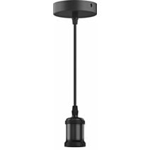 Cordon antique mat noir 1m e27 sans bague abat jour