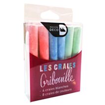 Craies blanches et colorées X12 - MAISON DECO