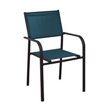 Fauteuil de jardin aluminium et toile Duca graphite/bleu - PROLOISIRS