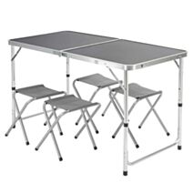 Table de camping pliante hauteur ajustable 120x60x55/62/70cm gris - OZALIDE