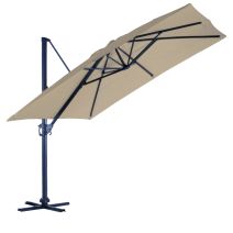 Parasol alu 3 x 3 m pied deporte beige