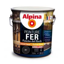 Peinture fer 2,5L noir brillant ALPINA