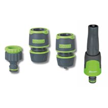 Kit lance arrosage bi-matière 15mm 2 raccords + nez robinet - RIBIMEX
