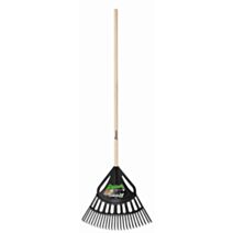 Balai à feuilles 64cm plastique manche bois Ø2,6cmx130cm marron - RIBIMEX