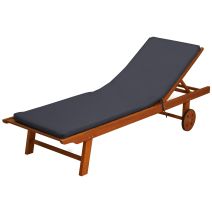 Bain de soleil déhoussable 185 x 55 x 5 cm Gris Anthracite - TENDANCES ET CREATIONS