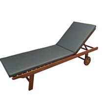 Coussin bain de soleil déhoussable 190x60x6cm aqua carbone - TENDANCES ET CREATIONS