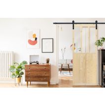 Kit porte coulissante Champêtre brute 204x83x4cm - SKYLAB