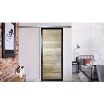 Kit porte coulissante Univers noir effet métal/chêne 204x83x4cm - SKYLAB