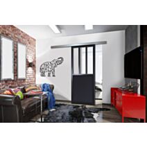 Porte coulissante Atelier noir effet métal 204x83x4cm sans rail et cache-rail - SKYLAB
