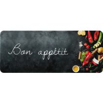 Tapis de cuisine bon appetit noir 50x120cm