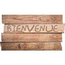 Tapis absorbant decoupe boston planche bienvenu brun 40x70cm