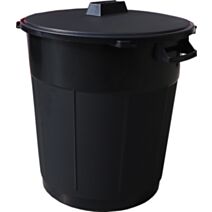 Poubelle immeuble + couvercle 50l noir  d46 x H 54 cm