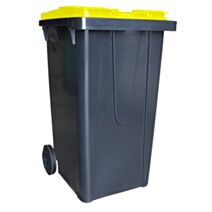 POUBELLE NF EN8401 ANTHRACITE COUVERCLE JAUNE 240 L