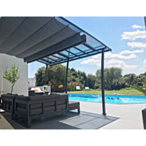 Pergola adossée Oslo aluminium/acier et polycarbonate 3,5x4m - COULEURS DU MONDE
