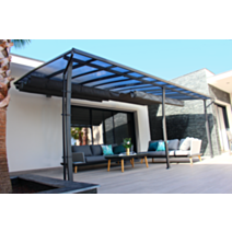Pergola adossée Stockholm aluminium/acier et polycarbonate 3,50x6m - COULEURS DU MONDE
