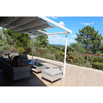 Pergola adossée Odessa blanche aluminium et polycarbonate 3x3,6m - COULEURS DU MONDE