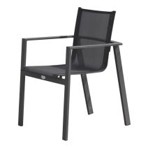 Fauteuil de Jardin Empilable Miami en Textilène Noir/Aluminium Anthracite - DCB GARDEN