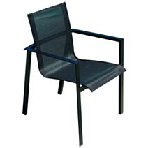 Fauteuil de Jardin Empilable Miami en Textilène Noir/Aluminium Anthracite - DCB GARDEN