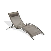 Bain de soleil multi-positions CL76 en aluminium et textilène cappuccino - DCB GARDEN