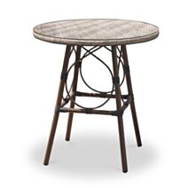 Table de jardin ronde USHUAIA Diam 70cm en textilène beige et aluminium marron - DCB GARDEN