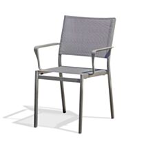 Fauteuil de Jardin Empilable Stockholm en Textilène/Aluminium Anthracite - DCB GARDEN