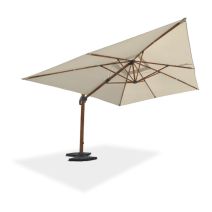 Parasol déporté Sevilla 4x3m alu imitation bois et polyester gris - DCB GARDEN
