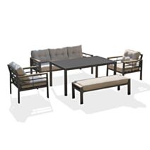 Ensemble repas CAYENNE 7 places en aluminium noir - DCB GARDEN