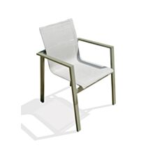 Fauteuil de Jardin Empilable Miami en Textilène Gris/Aluminium Kaki - DCB GARDEN