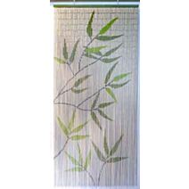 Rideau de porte sticks bambou imprimés feuilles bambou 90 x 200 cm - vert