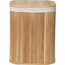 Panière à linge rectangulaire petit modèle bambou - bambou/tissu lin
