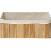 Corbeille rectangulaire grand modèle bambou -  bambou / tissu lin