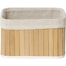 Corbeille rectangulaire petit modèle bambou -  bambou / tissu lin