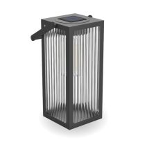 Lanterne solaire verre ciselé led IP44 métal noir 26cm - XANLITE