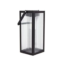 Lanterne solaire verre ciselé led IP44 métal noir 26cm - XANLITE