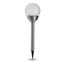 Piquet solaire verre craquelé led IP44 RVB H36,5 cm - XANLITE