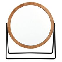 Miroir rond grossissant Satchi métal/bois 18,2x8,5x20cm noir - MSV
